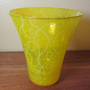12 oz toyo sasaki art glass tumbler vase curly-q's YELLOW (W5521)